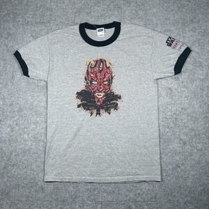 Star Wars Darth‎ Maul T Shirt Mens Size Medium Grey Ringer Identities Exposition